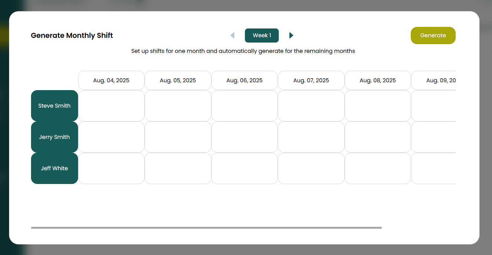 Add Staff screen
